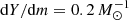 $ \mathrm{d}Y/\mathrm{d}m=0.2\,{M}_\odot^{-1} $