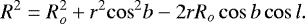 \begin{equation*} R^2 =R_o^2 +r^2 {\cos}^2{b} - 2r{R_o}\cos{b} \cos{l} .\end{equation*}