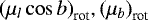 ${(\mu_l \cos b)}_{\textrm{rot}} , {(\mu_b)}_{\textrm{rot}}$