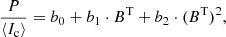 $$ \begin{aligned} \frac{P}{\langle {I_\mathrm{c} }\rangle } = b_0 +b_1\cdot B^\mathrm{T} +b_2\cdot (B^\mathrm{T})^2, \end{aligned} $$