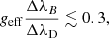 $$ \begin{aligned} {{ g}_{\rm eff}}\frac{{\Delta \lambda }_B}{{\Delta \lambda }_{\rm D}} \lesssim 0.3, \end{aligned} $$