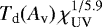 $T_{\textrm{d}}(A_{\textrm{v}}) \, \chi_{\textrm{UV}}^{1/5.9}$