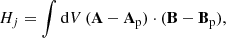 $$ \begin{aligned} H_j = \int \mathrm{d}V\,(\mathbf A -\mathbf A _{\rm p})\cdot (\mathbf B -\mathbf B _{\rm p}) , \end{aligned} $$