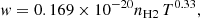 $$ \begin{aligned} { w} = 0.169 \times 10^{-20} n_{\mathrm{H2} } \, T^{0.33}, \end{aligned} $$