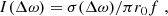 $$ \begin{aligned} I(\Delta \omega ) = \sigma (\Delta \omega ) / \pi r_0 f \; , \end{aligned} $$