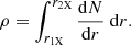 $$ \begin{aligned} \rho = \int ^{r_{\rm 2X}}_{r_{\rm 1X}} {\mathrm{d}N\over \mathrm{d}r}~\mathrm{d}r. \end{aligned} $$
