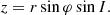 $$ \begin{aligned} z&= r \sin \varphi \sin I. \end{aligned} $$