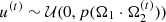 $ u^{(t)} \sim \mathcal{U}(0, p(\mathbf{\Omega}_{1} \cdot \mathbf{\Omega}^{(t)}_2)) $