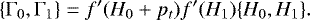 \begin{equation*} \{\Gamma_0,\Gamma_1\} = f&#x0027;(H_0&#x002B;p_t)f&#x0027;(H_1)\{H_0,H_1\}. \end{equation*}