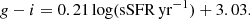 $$ \begin{aligned} g-i = 0.21 \log (\mathrm{sSFR\, yr^{-1}}) + 3.03. \end{aligned} $$