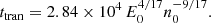 $$ \begin{aligned} t_{\rm tran}=2.84 \times 10^4 \, E_{0}^{4/17}n_{0}^{-9/17}. \end{aligned} $$