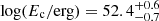 $ \log(E_{\mathrm{c}}/\mathrm{erg})=52.4^{+0.6}_{-0.7} $