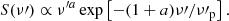 $$ \begin{aligned} S(\nu \prime )\propto \nu ^{\prime a}\exp \left[-(1+a)\nu \prime /\nu \prime _\mathrm{p} \right]. \end{aligned} $$