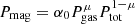 $$ \begin{aligned} P_{\rm mag}=\alpha _0P_{\rm gas}^{\mu }P_{\rm tot}^{1-\mu } \end{aligned} $$