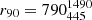 $ r_{90}=790_{445}^{1490} $