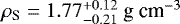 $\rho_{\textrm{S}}=1.77_{-0.21}^{&#x002B;0.12} \text{ g cm}^{-3}$