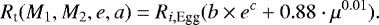 \begin{equation*}R_{\textrm{t}}(M_1,M_2,e,a)=R_{i,\textrm{Egg}}(b\times e^c&#x002B;0.88\cdot\mu^{0.01}). \end{equation*}