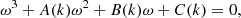 $$ \begin{aligned} \omega ^3 + A(k)\omega ^2 + B(k)\omega + C(k) = 0, \end{aligned} $$