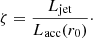 $$ \begin{aligned} \zeta = \frac{L_{\mathrm{jet} }}{L_{\mathrm{acc} }(r_{0})}\cdot \end{aligned} $$