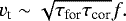 \begin{equation*} v_{\textrm{t}} \sim \sqrt{\tau_{\textrm{for}} \tau_{\textrm{cor}}} f . \end{equation*}