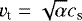 $v_{\textrm{t}}=\sqrt{\alpha} c_{\textrm{s}}$
