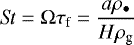 \begin{equation*} \textit{St}=\Omega\tau_{\textrm{f}}=\frac{a\rho_{\bullet}}{H \rho_{\textrm{g}}} \end{equation*}