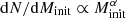 $ \mathrm{d}N/\mathrm{d}M_{\mathrm{init}} \propto M_{\mathrm{init}}^{\alpha} $