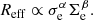 $$ \begin{aligned} R_{\mathrm{eff} } \propto \sigma _{\rm e}^{\alpha } \Sigma _{\rm e}^{\beta }. \end{aligned} $$