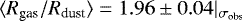 $\langle R_{\textrm{gas}}/R_{\textrm{dust}}\rangle = 1.96 \pm 0.04|_{\sigma_{\textrm{obs}}}$