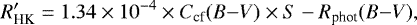 \begin{equation*} R&#x0027; _{\textrm{HK}} = 1.34 \times 10^{-4} \times C_{\textrm{cf}}(B{-}V) \times S-R_{\textrm{phot}}(B{-}V), \end{equation*}