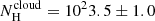 $ N_{\mathrm{H}}^{\mathrm{cloud}}=10^23.5\pm1.0 $