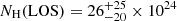 $ N_{\mathrm{H}}(\mathrm{LOS})=26_{-20}^{+25} \times {10}^{24} $