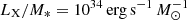 $ L_{\rm X}/M_* = 10^{34} \,\mathrm{erg}\,\mathrm{s}^{-1} \,{M}_\odot^{-1} $