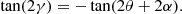 $$ \begin{aligned} \tan (2\gamma ) = - \tan (2\theta + 2\alpha ). \end{aligned} $$