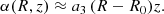 $$ \begin{aligned} \alpha (R,z) \approx a_3\, (R-R_0)z . \end{aligned} $$