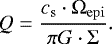 \begin{equation*} Q = \frac{c_{\mathrm{s}} \cdot \Omega_{\mathrm{epi}}}{ \pi G \cdot \Sigma}.\end{equation*}