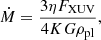 $$ \begin{aligned} \dot{M} = \frac{3 \eta F_{\rm XUV}}{4K G \rho _{\mathrm{pl} }}, \end{aligned} $$