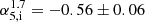 $ \alpha_{\mathrm{5, i}}^{1.7}=-0.56 \pm 0.06 $
