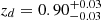 $ z_{d}=0.90^{+0.03}_{-0.03} $