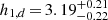 $ h_{1, d}\,{=}\,3.19^{+0.21}_{-0.22} $