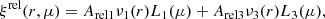 $$ \begin{aligned} \xi ^\mathrm{rel}(r,\mu )=A_{\rm rel1}\nu _1(r)L_1(\mu ) + A_{\rm rel3}\nu _3(r)L_3(\mu ), \end{aligned} $$