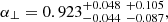 $$ \begin{aligned} \alpha _{\perp }&= 0.923_{- 0.044 }^{+ 0.048 }\;_{- 0.087 }^{+ 0.105 } , \end{aligned} $$