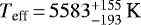 $T_{\textrm{eff}}\,{=}\,5583_{-193}^{&#x002B;155}\,\textrm{K}$