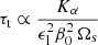 $$ \begin{aligned} \tau _\mathrm{ t} \propto \frac{K_\alpha }{\epsilon _{\rm l}^2 \beta _0^2 \, \Omega _\mathrm{ s}} \end{aligned} $$
