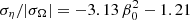 $ \sigma_\eta/|\sigma_\Omega| = -3.13 \, \beta_0^2 -1.21 $