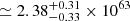 $ \simeq2.38^{+0.31}_{-0.33} \times 10^{63} $