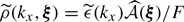 $ \widetilde{\rho}(k_x,\boldsymbol{\xi}) = \widetilde{\epsilon}(k_x) \widehat{\mathcal{A}}(\boldsymbol{\xi})/F $