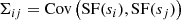 $$ \begin{aligned} \Sigma _{ij} = \mathrm{Cov} \left(\mathrm{SF}(s_i), \mathrm{SF}(s_j)\right) \end{aligned} $$