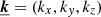 $ \underline{{\boldsymbol{k}}}=(k_x, k_y, k_z) $