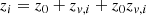 $$ \begin{aligned} z_{i} = z_0 + z_{v,i} + z_0z_{v,i} \end{aligned} $$